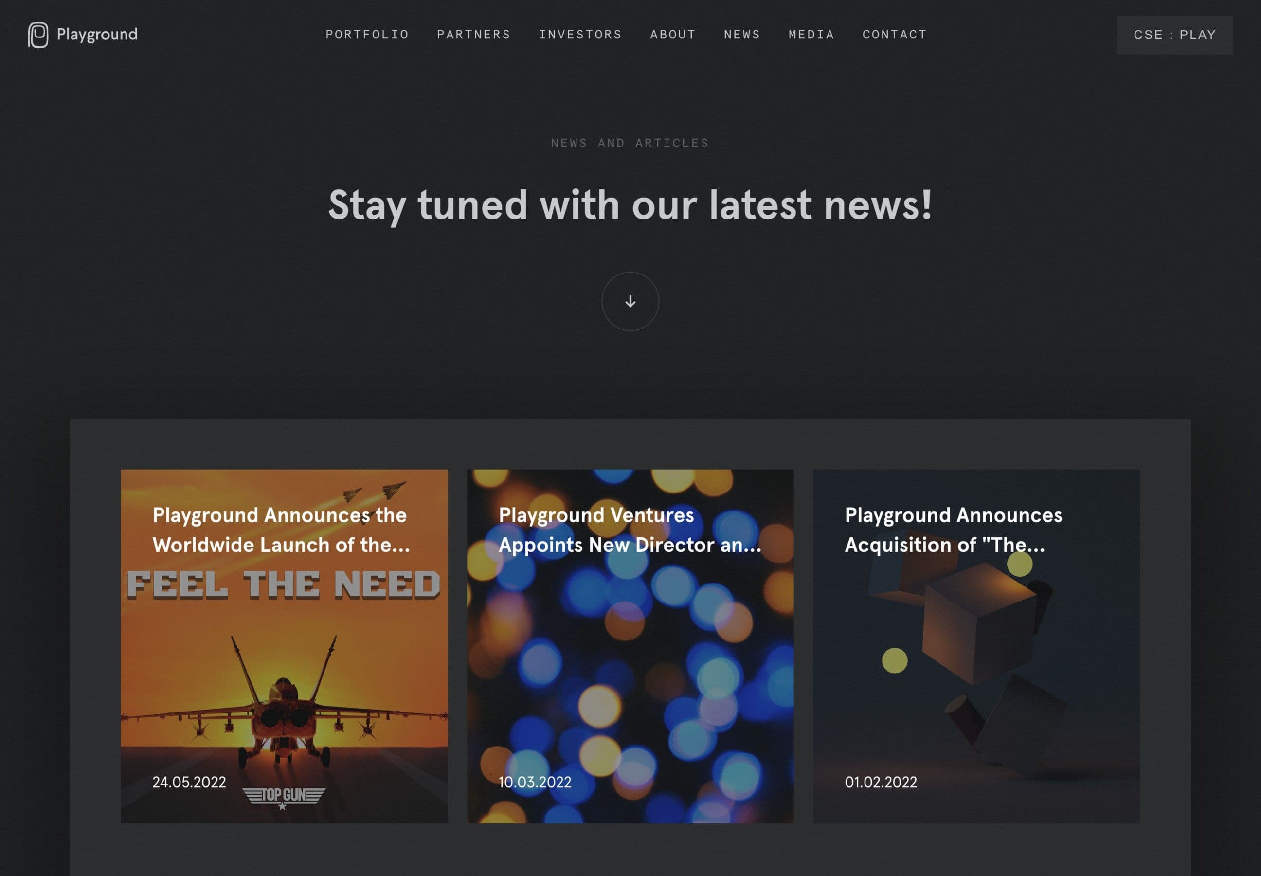 Showing the latest news on playground website